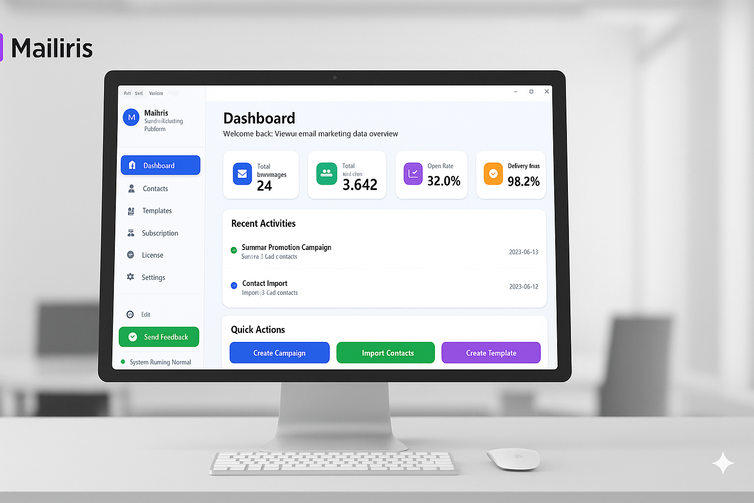 MailIris desktop interface showing advanced email marketing features