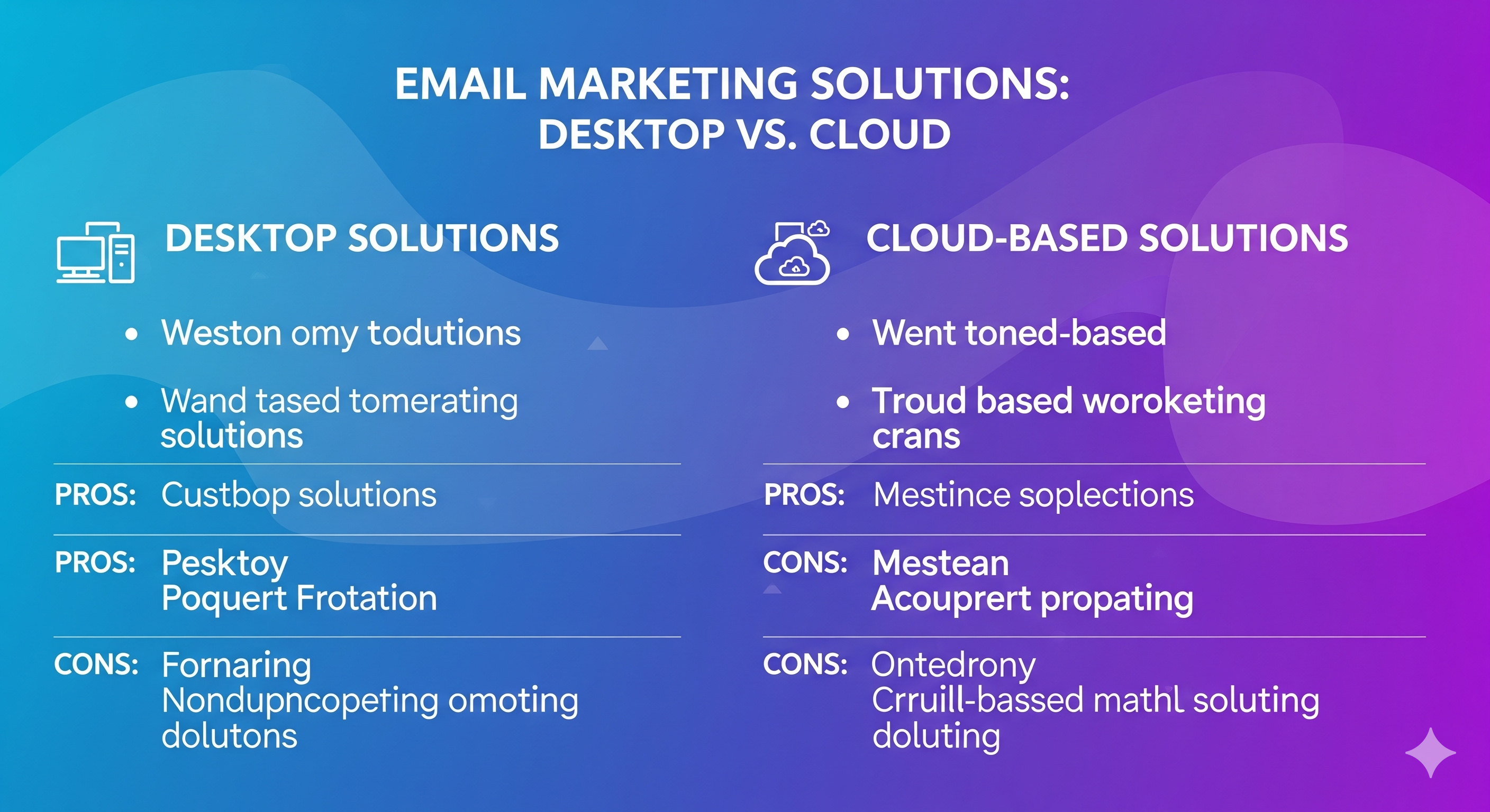 Comparison between desktop and cloud-based email marketing solutions showing MailIris desktop advantage