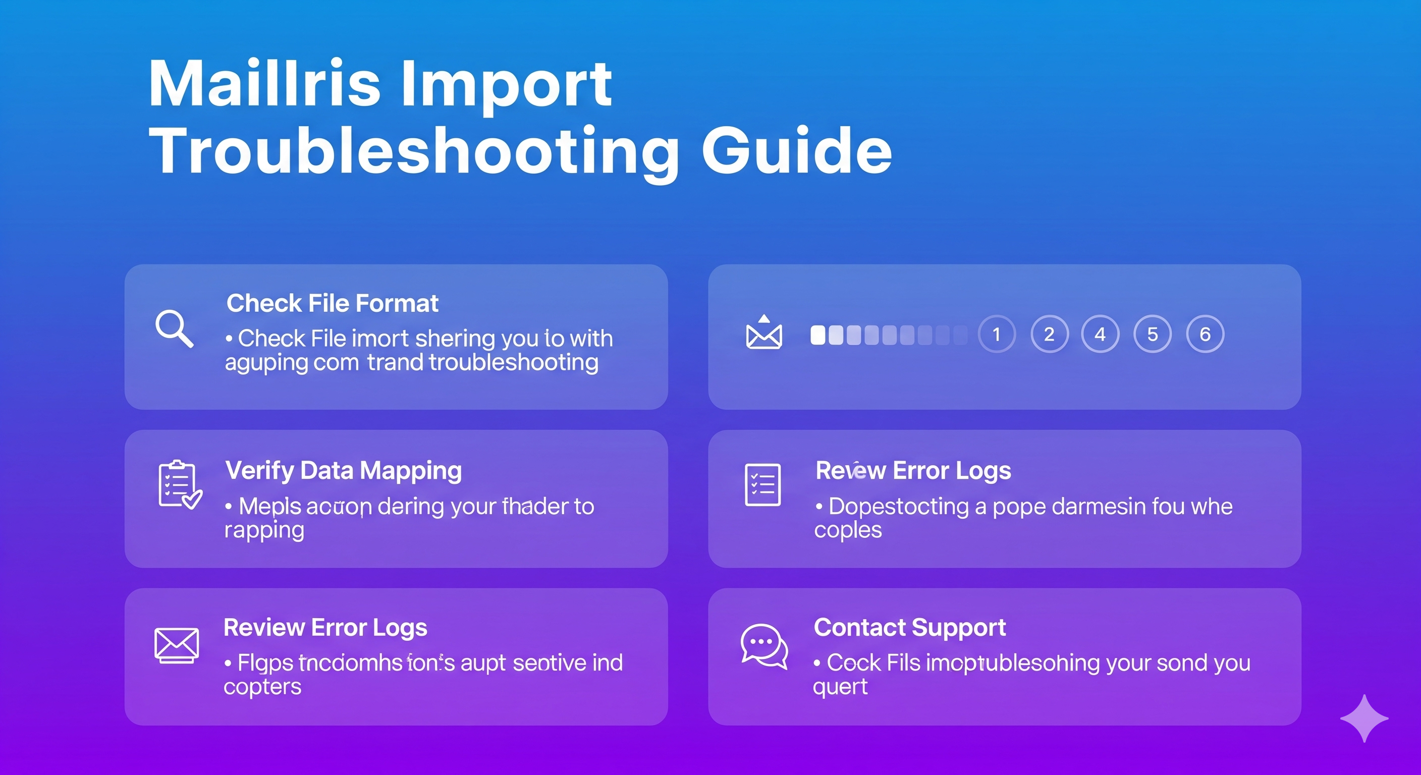 MailIris import troubleshooting guide showing common solutions
